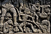 Candi Panataran - Main Temple. Ramayana relief nr 78. Monkeys bringing stones for the bridge to Lanka.